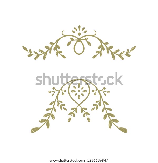 Hand drawn vector branches with leaves, for\
wedding decoration.