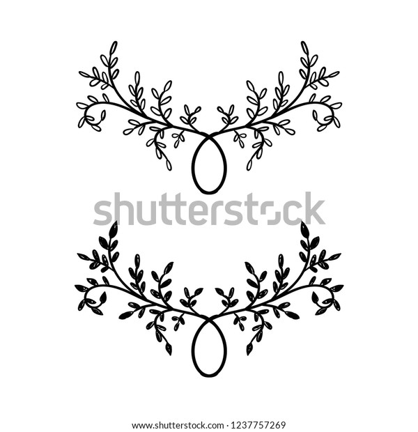 Hand drawn vector branches with leaves, for
wedding decoration.