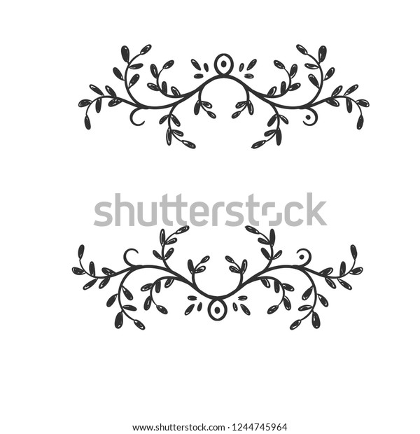 Hand drawn vector branches with leaves, for
wedding decoration.