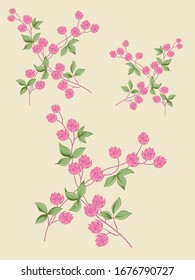 Hand drawn Vector Briar Branch with Flowers