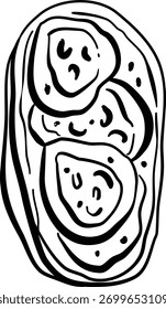 Hand drawn vector bruschetta italian food icon.