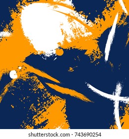 Hand drawn vector brush hipster pattern in orange. Stylish geometric fantasy print. Speed style memphis modern art. Background for brochure, poster, party, summer print, vintage textile design, card.