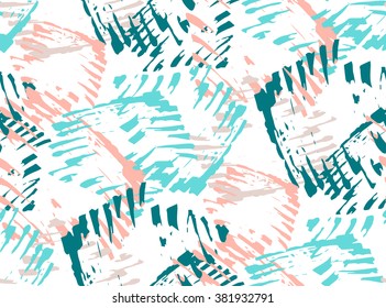 Hand drawn vector  brush seamless pattern. Stylish brush strokes print 
