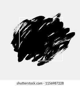 Hand drawn vector brush stroke. Vector black paint. Ink brush stroke. Dirty artistic design box or frame element.