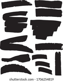 Hand drawn vector brushes and textures. Grunge paint stain brush stroke dabs set. Vector graphic ink art hand drawn elements. Chalk strokes, dabs of paint, patterns, ink splatters 