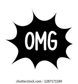 Hand drawn vector bubbles with text. Message symbols, direct speech on white background. Black and white OMG