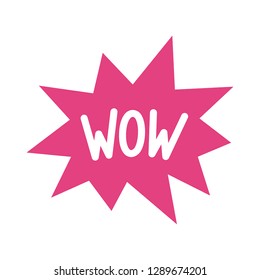 Hand drawn vector bubbles with text. Message symbols, direct speech on white background. Pink WOW