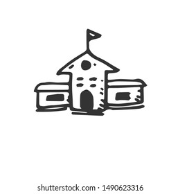 Hand Drawn Vector building icons isolated on white background. symbols
