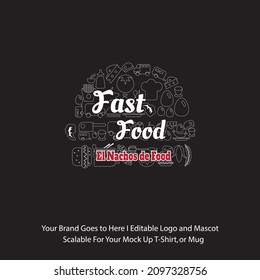 Hand drawn vector burger logo on black background. Burgers fresh and tasty design premium logo