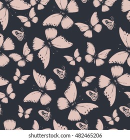 hand drawn vector butterflies seamless pattern/can be used for kid's or baby's shirt design/ fashion print design/ fashion graphic/ t-shirt/ kids wear