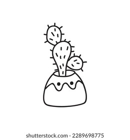 Hand drawn vector cactus illustration. Isolated on white background