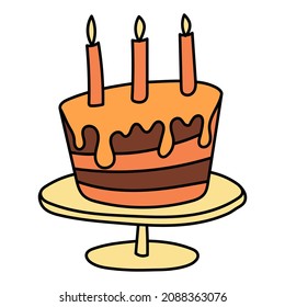 Hand drawn vector cake in doodle style, isolated on white background.