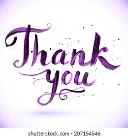 Hand drawn vector calligraphic design for sign Thank you