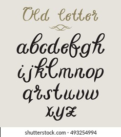 Hand drawn vector calligraphic typeface. Old style font vintage