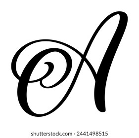 Letra de caligrafía vectorial dibujada a mano A. Fuente de escritura. Estilo de pincel escrito a mano florece
