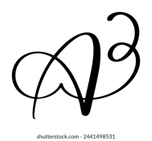 Hand drawn vector calligraphy letter A. Script font. Handwritten brush style flourish