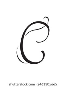 Vector dibujado a mano letra caligráfica C. Script fuente logo. Estilo de pincel escrito a mano florece
