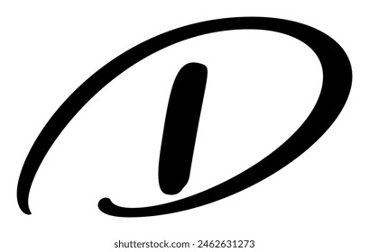 Hand drawn vector calligraphy letter D. Script font logo. Handwritten brush style flourish