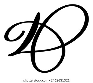 Hand drawn vector calligraphy letter D. Script font logo. Handwritten brush style flourish