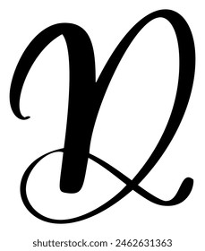 Hand drawn vector calligraphy letter D. Script font logo. Handwritten brush style flourish