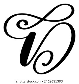 Vector dibujado a mano letra caligráfica D. Script fuente logo. Estilo de pincel escrito a mano florece