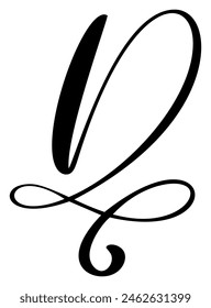 Vector dibujado a mano letra caligráfica D. Script fuente logo. Estilo de pincel escrito a mano florece