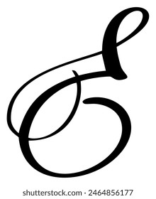 Hand drawn vector calligraphy letter E. Script font logo. Handwritten brush style flourish
