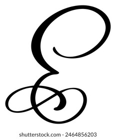 Vector dibujado a mano letra caligráfica E. Script fuente logo. Estilo de pincel escrito a mano florece