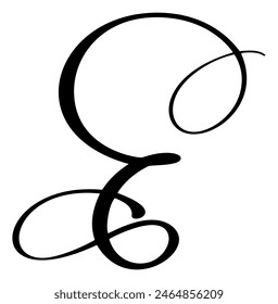 Hand drawn vector calligraphy letter E. Script font logo. Handwritten brush style flourish