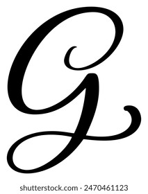 Vector dibujado a mano letra caligráfica G. Script fuente logo. Estilo de pincel escrito a mano florece