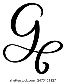 Hand drawn vector calligraphy letter G. Script font logo. Handwritten brush style flourish