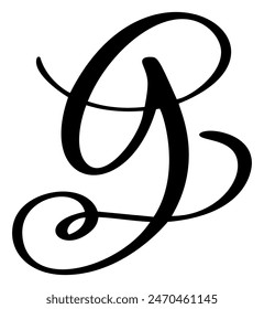 Hand drawn vector calligraphy letter G. Script font logo. Handwritten brush style flourish