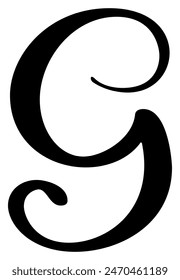Hand drawn vector calligraphy letter G. Script font logo. Handwritten brush style flourish