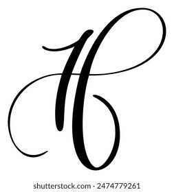 Hand drawn vector calligraphy letter H. Script font logo. Handwritten brush style flourish