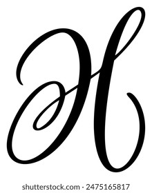 Hand drawn vector calligraphy letter H. Script font logo. Handwritten brush style flourish