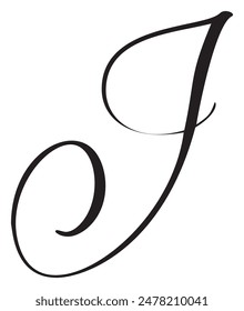 Handgezeichneter Vektorgrafik-Kalligrafie-Buchstabe I. Schrift-Großbuchstaben-Schriftlogo. Handgeschriebener Pinselstil gedeihen
