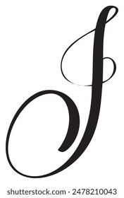 Letra caligráfica de Vector dibujada a mano I. Logo de letra mayúscula manuscrita. Estilo de pincel escrito a mano florece