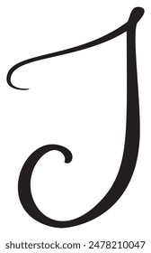 Hand drawn vector calligraphy letter I. Script capital font logo. Handwritten brush style flourish
