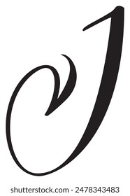 Hand drawn vector calligraphy letter capital I. Script font logo initials. Handwritten brush style flourish