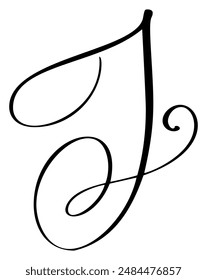 Letra de caligrafía de Vector dibujada a mano mayúscula J. Script iniciales del logotipo de la fuente. Estilo de pincel escrito a mano florece