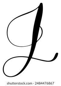 Letra de caligrafía de Vector dibujada a mano mayúscula J. Script iniciales del logotipo de la fuente. Estilo de pincel escrito a mano florece