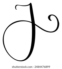 Hand drawn vector calligraphy letter J. Script capital font logo. Handwritten brush style flourish
