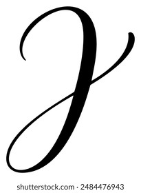 Hand drawn vector calligraphy letter J. Script capital font logo. Handwritten brush style flourish