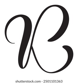 Hand drawn vector calligraphy letter K. Script capital font logo. Handwritten brush style flourish