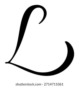Handgezeichneter Vektorkalligraphie-Buchstabe L mit Herz. Schriftartenlogo für Skripte. Handgeschriebener Pinselstil floriert