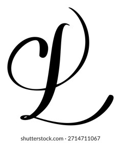 Letra de caligrafia vetorial desenhada à mão L com coração. Logotipo da fonte do script. Estilo de pincel manuscrito florescer