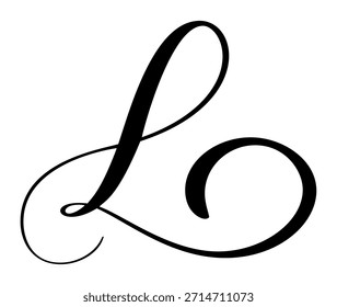 Letra de caligrafia vetorial desenhada à mão L com coração. Logotipo da fonte do script. Estilo de pincel manuscrito florescer