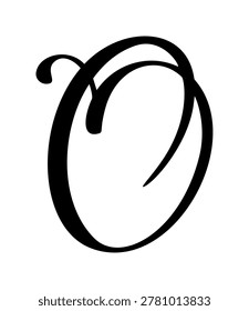 Hand drawn vector calligraphy letter O. Script font logo. brush Handwritten flourish. style