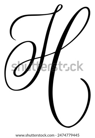 Hand drawn vector calligraphy letter H. Script font logo. Handwritten brush style flourish