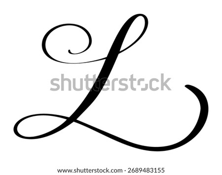 Hand drawn vector calligraphy letter L with heart. Script font logo. Handwritten brush style flourish